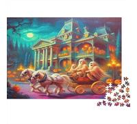 Villa Stregata Carrozza Zucca Puzzle 1000 Pezzi Carta per Adulti Scenario Notte Halloween Relax Concentrazione Regalo Casa 70x50cm/1000pcs