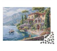 Villa sul lago_1 Puzzles 1000 Pezzi In carta Premium, Un Puzzles Per Gioco Familiare Divertente E Impegnativo, Ideale Per Puzzle Da Incorniciare, Per Rilassarsi, Stimolare La Creatività E Reg