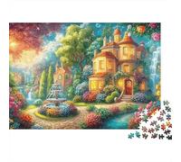 Villa with Fountain in A Blooming Garden Puzzle Da 1000 Pezzi Enchanted Cottage Perfetto Per Uomini, Donne, Anziani E over 65 52x38cm/1000pcs
