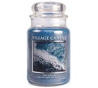 Village Candle - Candela profumata al sale marino, in vetro, grande, 602,4 g, colore: blu