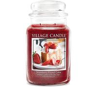 Village Candle Candela profumata grande in barattolo di vetro da 26 once fragranza della torta della libbra della fragola