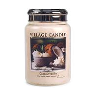 Village Candle Coconut Vanilla Candela profumata in barattatolo Grande, 17 x 10 cm, 1219 g, profumazione Cocco e Vaniglia, Fino a 170 Ore di consumo