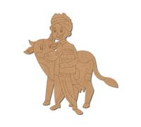 Village Man con mucca premarcato design 1 italiano popolare compensato / 6,3 cm / 50