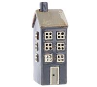 Village Pottery 331042 - Portacandela alto a forma di casa, colore: Blu