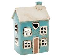 Village Pottery Blue House - Portacandela a forma di cuore
