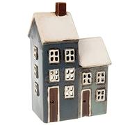 Village Pottery - Candelina a 2 casette, colore: Grigio/Blu
