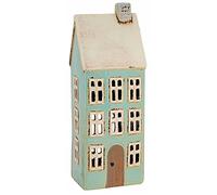 Village Pottery - Portacandele alto, colore: Blu chiaro