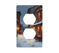 Village Street con edifici innevati copertura interruttore luce decorativa 1 banda piastra da parete per cucina camera bagno dimensioni 7 x 11,4 cm