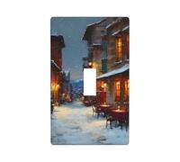 Village Street con edifici innevati Copertura interruttore luce decorativo singolo Toggle 1 Gang Piastra da parete per cucina fattoria camera da letto bagno Art Decor