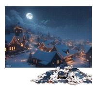 Villaggio al chiaro di luna Puzzle in Legnos 500 Pezzi Adulto Gioco Education Decorazione Interna Unica Per Gioco Familiare Regalo Per Amore E Amico Stress Relief 500pcs (52x38cm)