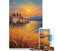 Villaggio al tramonto sul fiume - Puzzle per ragazzi da 1000 pezzi - Stimola la memoria, ideale per il tempo libero, con bordi puliti e un regalo perfetto 38x52cm