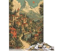 Villaggio alpino Puzzle in Legnos 300 Pezzi Adulto Gioco Education Decorazione Interna Unica Per Gioco Familiare Regalo Per Amore E Amico Stress Relief 300pcs (40x28cm)