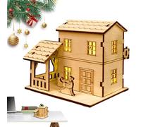 Villaggio Case Di Natale - Modello Di Costruzione Di Chalet Rustico | Artigianato Cabina di Legno con Luci LED, Decorazione Di Natale Chalet Illuminato Set per La Casa, Decorazioni Di Natale