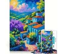 Villaggio collinare della Provenza all'alba, puzzle da 1000 pezzi per adolescenti, gioco per allenare la mente, evasione rilassante, arte da assemblare, regalo premuroso 38x26cm