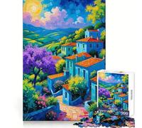 Villaggio collinare della Provenza all'alba, puzzle da 1000 pezzi per adolescenti, gioco per allenare la mente, evasione rilassante, arte da assemblare, regalo premuroso 38x26cm