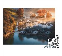 Villaggio d'Autunno Puzzles 1000 Pezzi Carta Riciclata Campagna Cinese Puzzle for Ragazzo & Ragazza Dai 6 Anni in Su Gioco Educativo Sfida Divertente Gioco Familiare 70x50cm/1000Ps