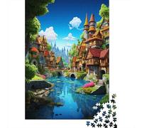 Villaggio delle favole Jigsaw Puzzle Impossible 1000Pcs villaggio incantato Decorazione Per La Casa. Giochi Rilassamento E Intelligence Per Adulti E Ragazzi Da 14 Anni 1000pcs (75x50cm)