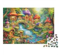 Villaggio delle Fiabe con Funghi Puzzle 1000 Pezzi Carta per Adulti Torrente nella Foresta Gioco di Puzzle 1000 Pezzi Relax Decorazione Regalo Famiglia 52x38cm/1000pcs