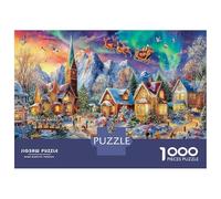 Villaggio di Natale 1000 Pezzi Gioco Di Riflessione Avanzato in Cartone Solido Per Esercitare Il Cervello Villaggio di Natale Sleigh Come Attività Vacanziera E Puzzle Offerto in Regalo 38x26cm/1