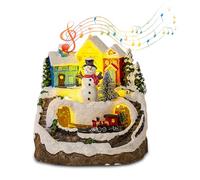 Villaggio di Natale con Illuminazione,Villaggio Natalizio con Musica,Villaggio di Natale Personagg LED Treno Luci,Decorare la casa di Natale,per feste di Natale/Natale decorazioni (pupazzo di neve)