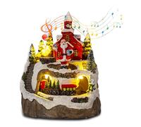 Villaggio di Natale con Illuminazione,Villaggio Natalizio con Musica,Villaggio di Natale Personagg LED Treno Luci,Decorare la casa di Natale,per feste di Natale/Natale decorazioni casa (Babbo Natale)
