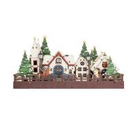 Villaggio di Natale illuminato,Set villaggio di Natale - Case natalizie a LED con scena invernale in legno,Statuette pre-illuminate Forniture natalizie Decorazioni per il desktop per desktop e