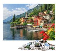 Villaggio di Varenna sul Lago di Como Puzzle in Legno Adulto 1000 Pezzi Puzzle Decorazione Interna Unica Regalo Per Amore E Amico Per Gioco Familiare Divertimento Gioco Stress Relief 1000pcs (75x50cm)