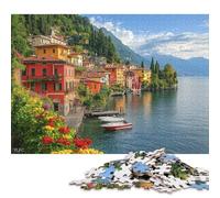 Villaggio di Varenna sul Lago di Como Puzzle in Legno Adulto 300 Pezzi Puzzle Divertimento Gioco Decorazione Interna Unica Per Gioco Familiare Regalo Per Amore E Amico Stress Relief 300pcs (40x28cm)