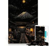 Villaggio giapponese notturno con Monte Fuji - Puzzle da 1000 pezzi per ragazzi - Stimola la memoria, favorisce il relax, taglia con precisione, è un regalo artistico (38x52cm)