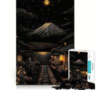 Villaggio giapponese notturno con Monte Fuji - Puzzle difficile per adulti da 1000 pezzi - Gioco interattivo da fare a casa - Immagine da assemblare - Regalo festivo (38x26cm)