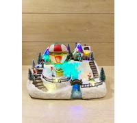 Villaggio Innevato Natalizio Con Luce Movimento E Suoni 34x24x21cm 10 Canzoni