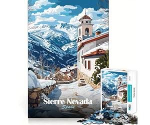 Villaggio innevato nella Sierra Nevada Puzzle da 1000 pezzi per adolescenti Puzzle per stimolare la memoria Tranquillo Calmo Taglio di alta qualità Regalo sentito (38x52cm)