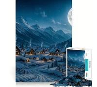 Villaggio invernale al chiaro di luna,puzzle da 1000 pezzi per ragazzi,gioco cognitivo a trenino,incastro perfetto,divertimento compatto per il tempo libero in famiglia (50x75cm)