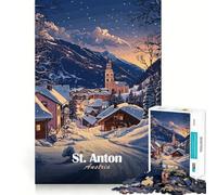 Villaggio invernale di St Anton, Austria Puzzle da 1000 pezzi per adolescenti Sfida per la mente Divertimento condiviso Taglio netto Sorpresa calda 38x26cm