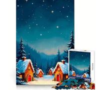 Villaggio invernale sotto un cielo stellato - Puzzle da 1000 pezzi per ragazzi - Allenamento per la memoria, rilassante e divertente - Incastro perfetto - Ideale per Natale (38x52cm)