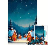 Villaggio invernale sotto un cielo stellato - Puzzle per ragazzi - 1000 pezzi - Gioco stimolante per la mente - Pezzi senza sbavature - Taglio netto e preciso - Facile da imparare - Divertimento