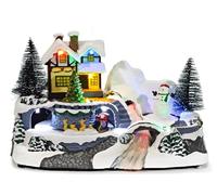 Villaggio Natalizio Animato con Luci Musica e Movimento con Slitta e Renne Babbo Natale Pupazzo di Neve casa illuminata Bambini gioiosi (Decoro 3)