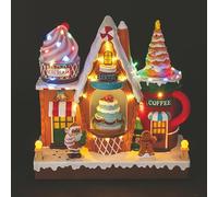 Villaggio Natalizio Candy con Musica, Movimento e 43 LED 30x14x29cm, a batterie e Corrente, Santa's House