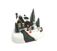 Villaggio Natalizio Cm 13x18x14h Luci + Musica + Movimento - Giostrina