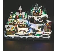 Villaggio natalizio con musica e 42 led, a batterie e corrente, 49x27x35 cm, Santa's House
