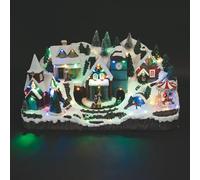 Villaggio natalizio con musica e 52 led, a batterie e corrente, 54x30x30 cm, Santa's House