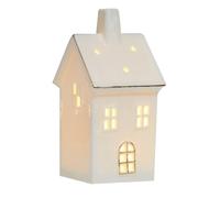 Villaggio Natalizio in Ceramica - Casette Natalizie in Ceramica Illuminate | Cottage retro illuminato a LED per albero di Natale | Ornamenti per la casa da scrivania, ornamenti natalizi in miniatura,