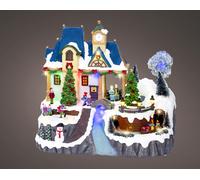 VILLAGGIO NATALIZIO INNEVATO CON LED E MUSICA KAEMINGK