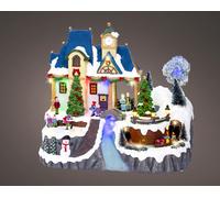 VILLAGGIO NATALIZIO INNEVATO CON LED E MUSICA KAEMINGK