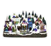 Villaggio Natalizio Innevato con Luci Suoni Movimenti Giostra Scenario di natale