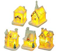 Villaggio Natalizio Luminoso, Decorazioni Natalizie Bianche, Villaggio di Natale Nevi, Addobbi Natalizi per La Casa Natale LED Luci, Natale Decorazioni Casette in Miniatura Paesaggio Accessori (A)