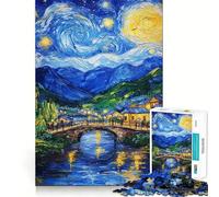 Villaggio nella Notte Stellata - Puzzle da 1000 pezzi per adulti - Gioco rilassante e di concentrazione - Bordo preciso - Regalo perfetto 38x52cm