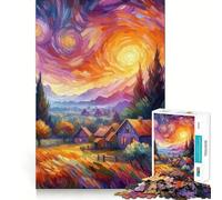 Villaggio nella Notte Stellata V Puzzle da 1000 pezzi per adolescenti Gioco per allenare la mente Rilassante Divertente Design da assemblare Regalo perfetto 50x75cm