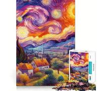 Villaggio nella Notte Stellata V Puzzle da 1000 pezzi per ragazzi Memory Building Gioco al chiuso Taglio fine Babbo Natale Desiderio Scegli 38x26cm