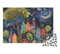 Villaggio notturno incantato, puzzle da 1000 pezzi, città delle fiabe notturna, gioco educativo per adulti, decorazione per la casa, difficile, stimolante, regalo di compleanno, 70x50cm/1000pcs